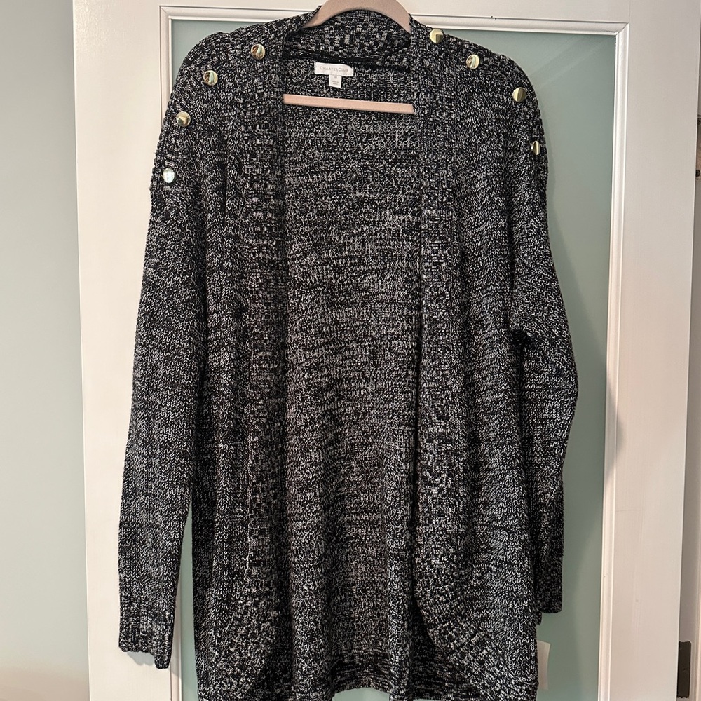 Macy’s Charter Club Womens Sweater 3X Gold Button Detail Cardigan Open F…